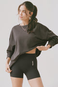 Acid Wash Long-Sleeve Oversized T-Shirt in Ash